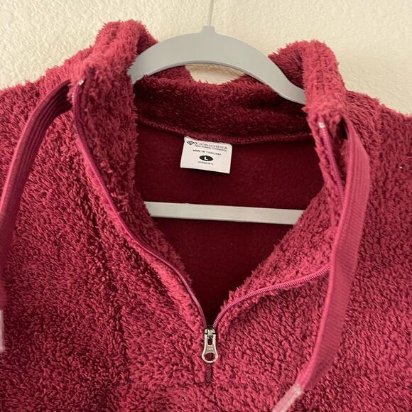 Columbia‎ burgundy womens furry fleece hoodie - Picture 4 of 7